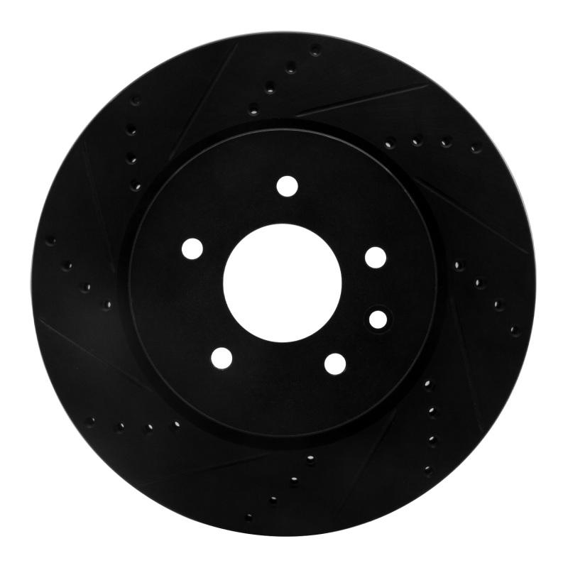 Jaguar XJR Brake Rotor (1) - Rear Left - R1 Concepts - Drilled & Slotted - Black - `00-`06